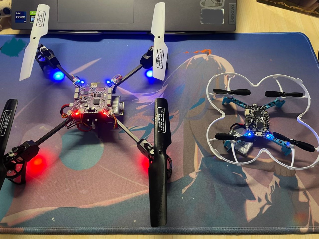 Two quadcopters used in the competition.